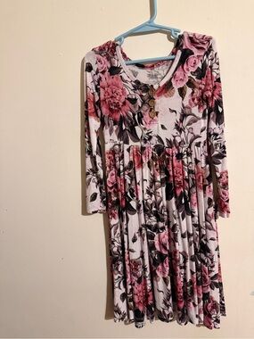 Posh Peanut Pink Floral Long Sleeve Casual Dress